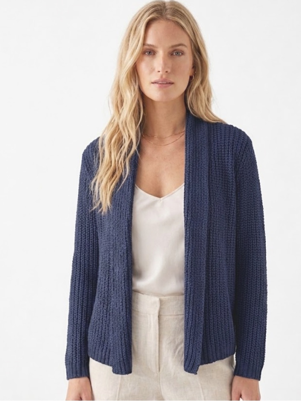 Chicos chunky Navy Open Front Cardigan